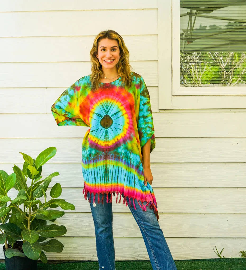Hand Dyed Tunic Boho Kaftan Blouse Hippie Oversize Tops