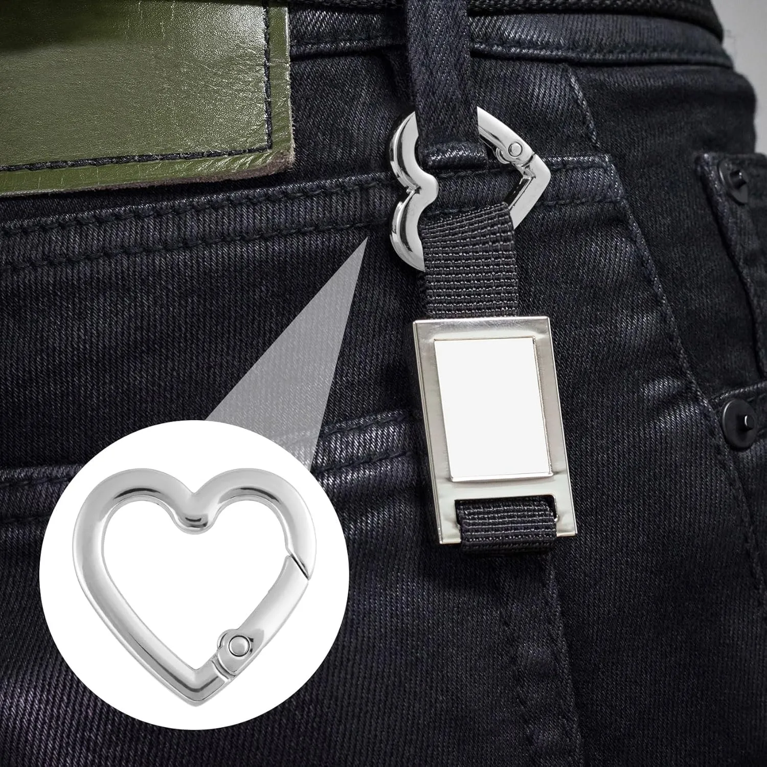Heart Shaped Keychain Clip, Zinc Alloy Heavy Duty Heart Carabiner, Spring Snap Clasp Hook for Bags Purses Backpack Straps Belt DIY Crafts