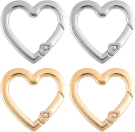 Heart Shaped Keychain Clip, Zinc Alloy Heavy Duty Heart Carabiner, Spring Snap Clasp Hook for Bags Purses Backpack Straps Belt DIY Crafts