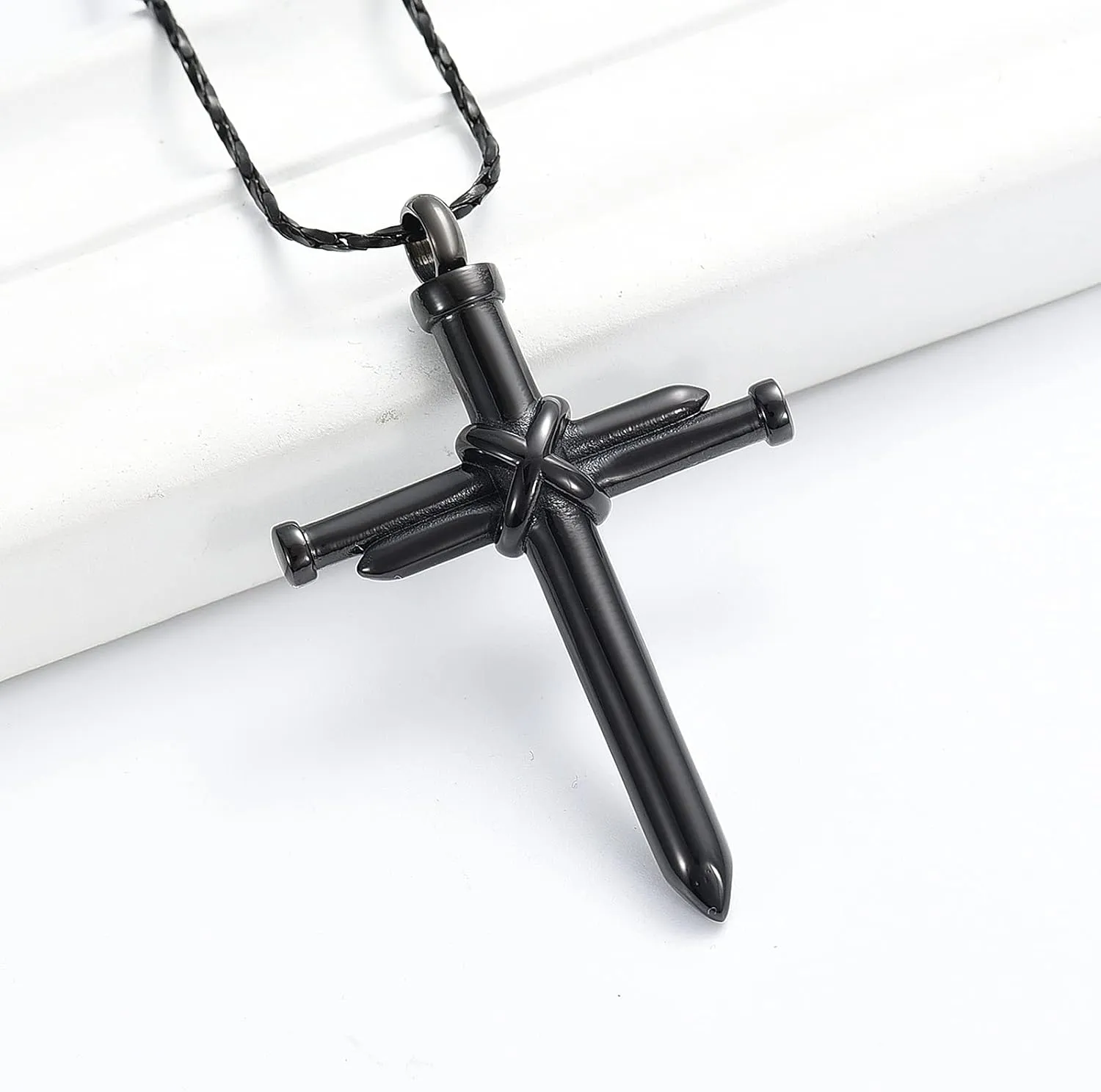 Imrsanl Cremation Jewelry for Ashes Nail Cross Urn Necklace Pendant Keepsake Religious Cross Memorial Ash Jewelry
