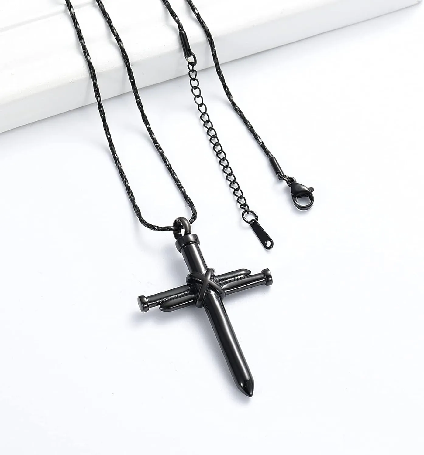 Imrsanl Cremation Jewelry for Ashes Nail Cross Urn Necklace Pendant Keepsake Religious Cross Memorial Ash Jewelry