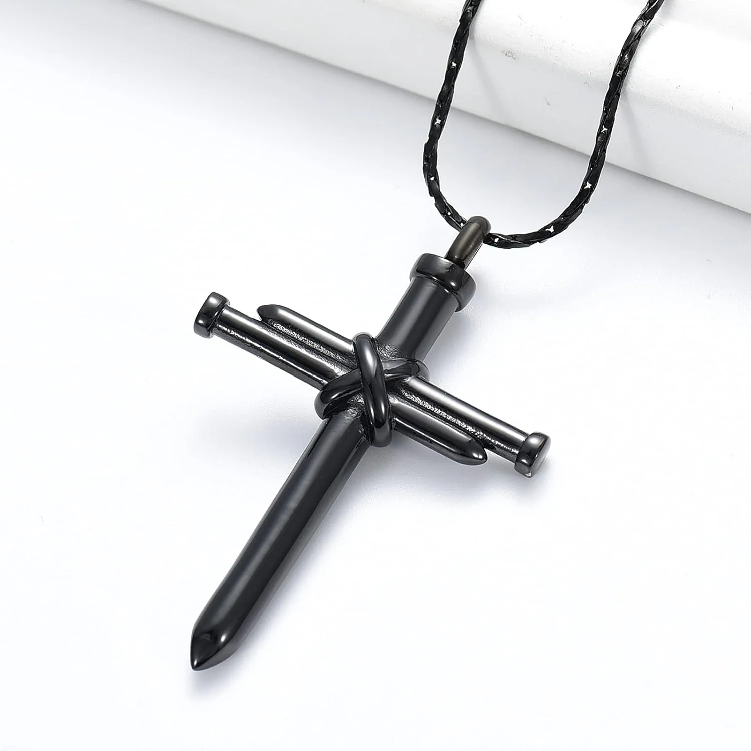 Imrsanl Cremation Jewelry for Ashes Nail Cross Urn Necklace Pendant Keepsake Religious Cross Memorial Ash Jewelry