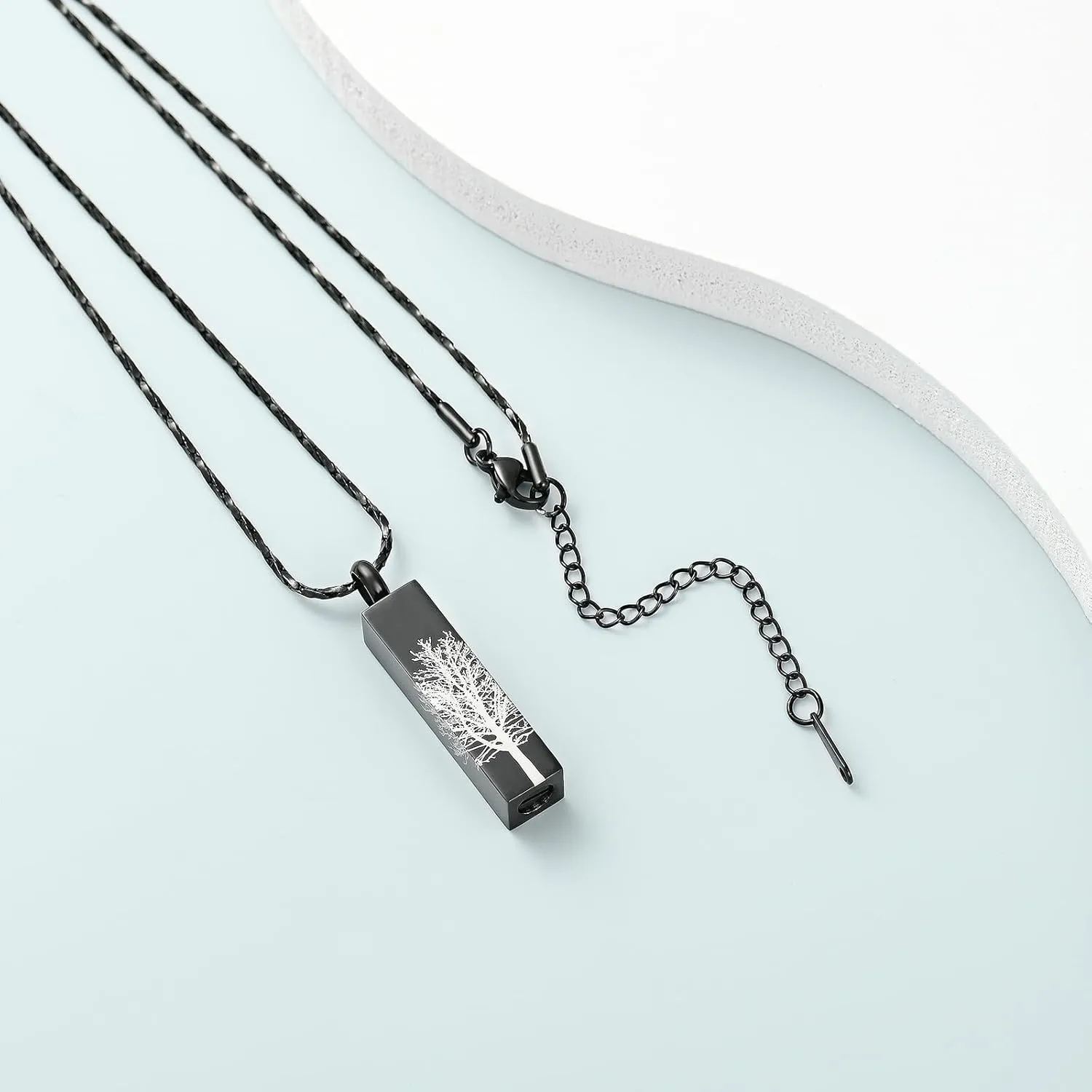 Imrsanl Tree of Life Urn Necklace for Men Women Bar Cremation Jewelry for Ashes Keepsake Ashes Necklace Pendent of Loved Ones