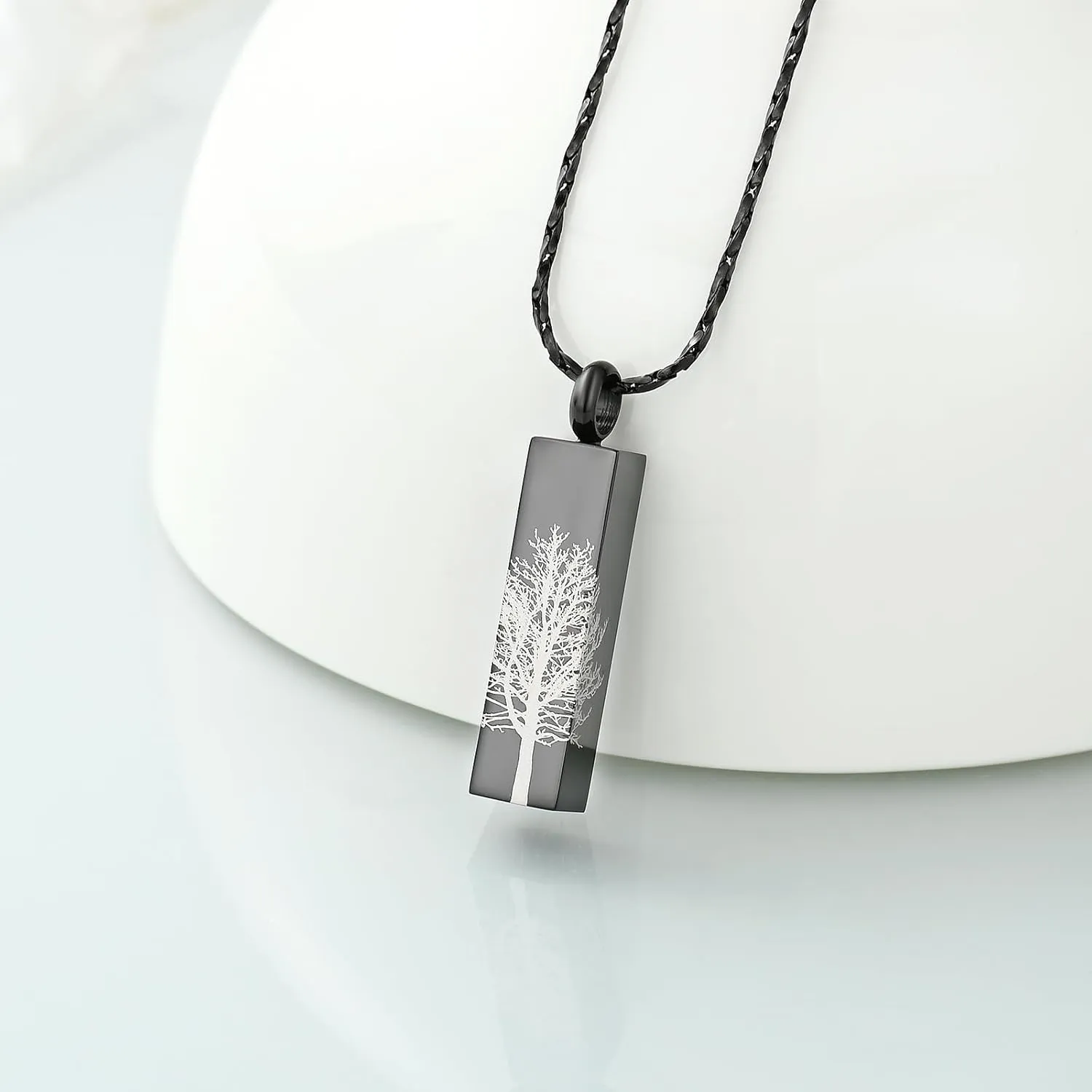 Imrsanl Tree of Life Urn Necklace for Men Women Bar Cremation Jewelry for Ashes Keepsake Ashes Necklace Pendent of Loved Ones