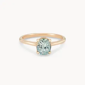 inspire one-of-a-kind - 14k yellow gold, round aqua blue oval
