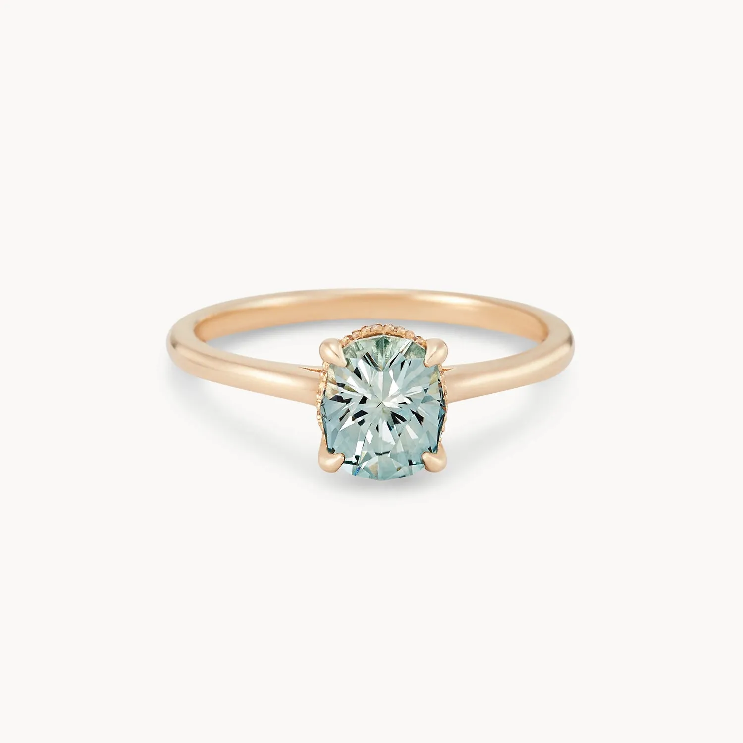 inspire one-of-a-kind - 14k yellow gold, round aqua blue oval