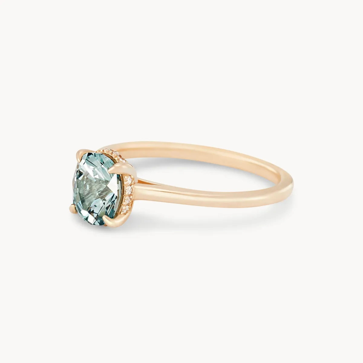 inspire one-of-a-kind - 14k yellow gold, round aqua blue oval