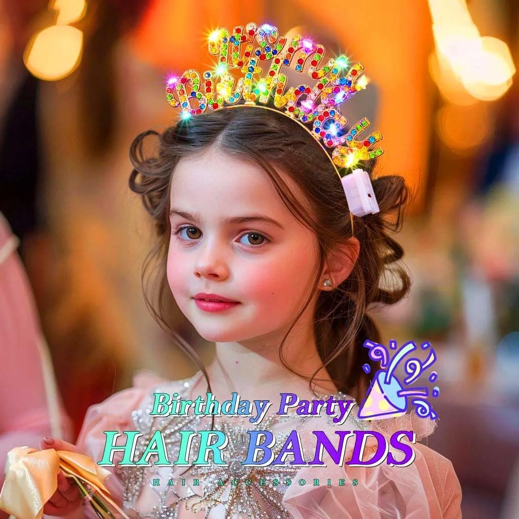 JEWEKY Happy Birthday Headband Birthday Hair bands Crown Party Decoration Headpiece for Women