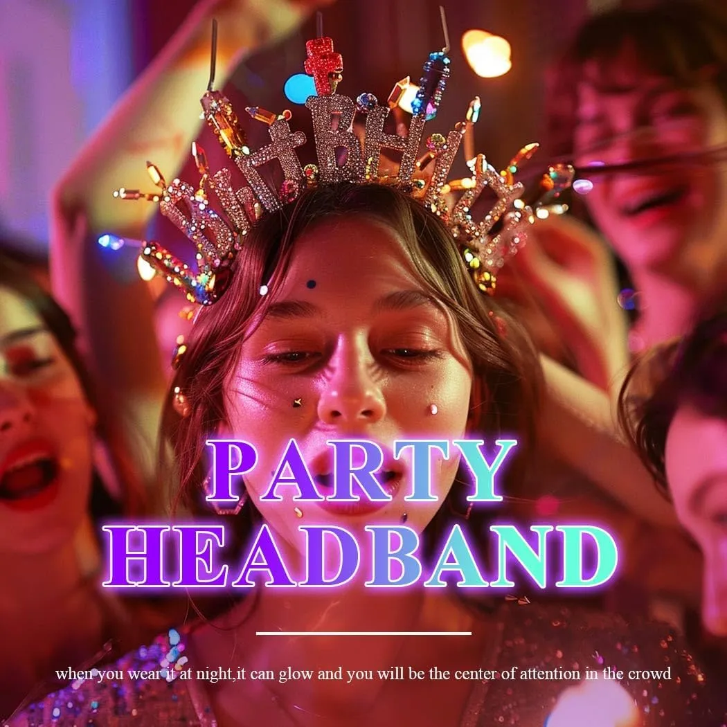 JEWEKY Happy Birthday Headband Birthday Hair bands Crown Party Decoration Headpiece for Women