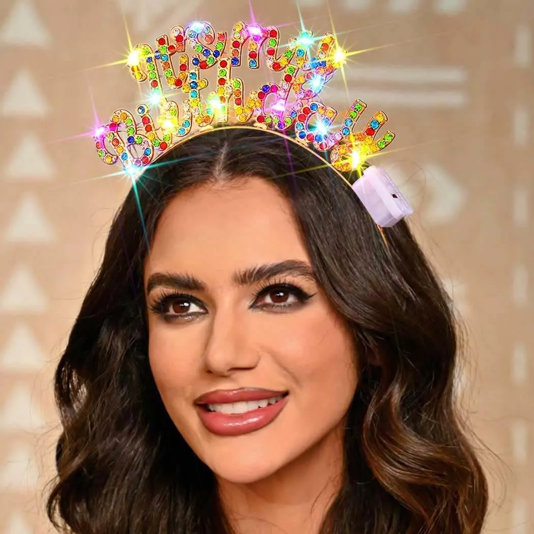 JEWEKY Happy Birthday Headband Birthday Hair bands Crown Party Decoration Headpiece for Women