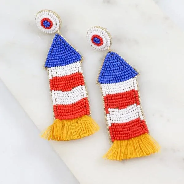 July 4th Firework Beaded Earrings