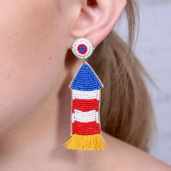 July 4th Firework Beaded Earrings