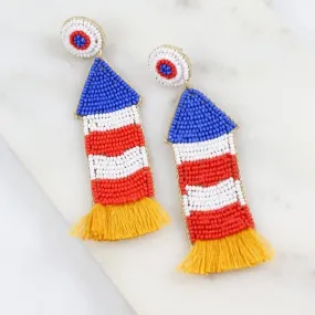 July 4th Firework Beaded Earrings