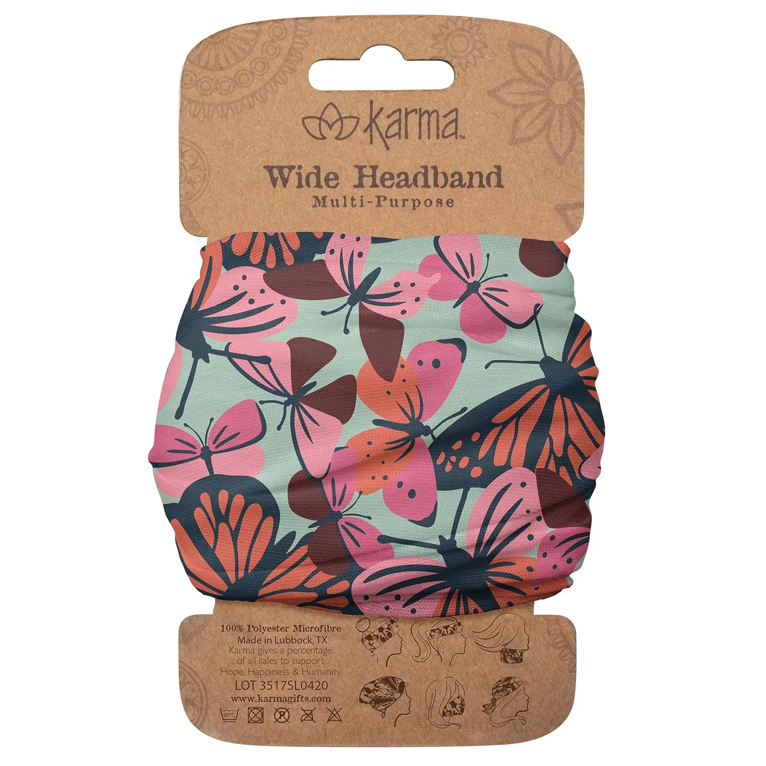 Karma Gifts Wide Headband, Butterfly