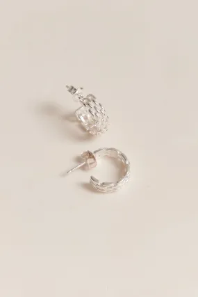 Kate Stud Hoop Earrings Silver