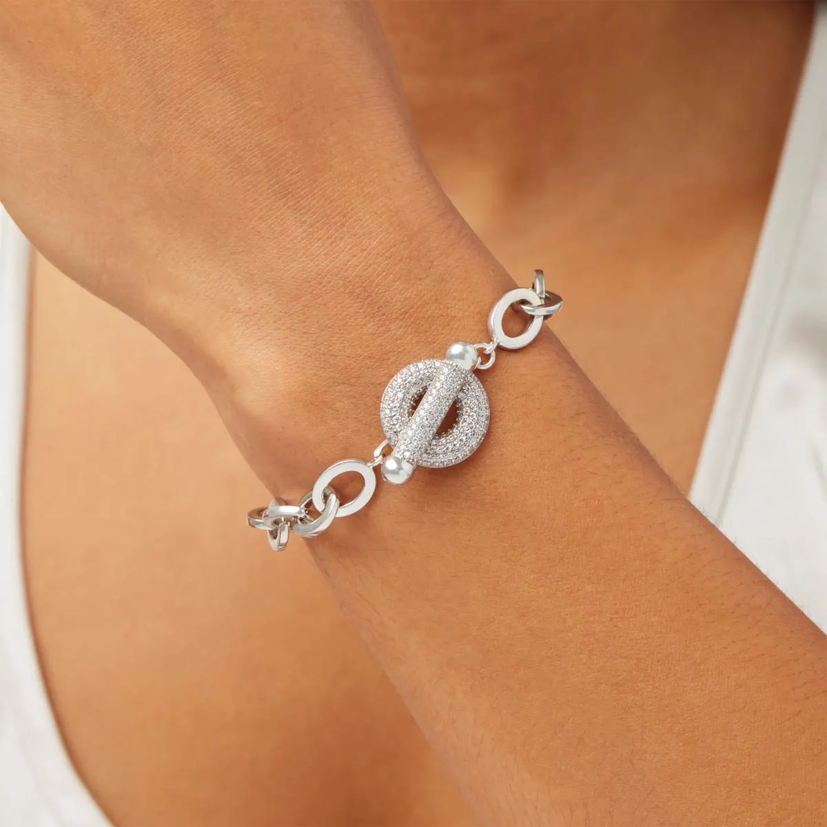 Katharine McPhee 3.30ctw Link Toggle Bracelet - Sterling Silver