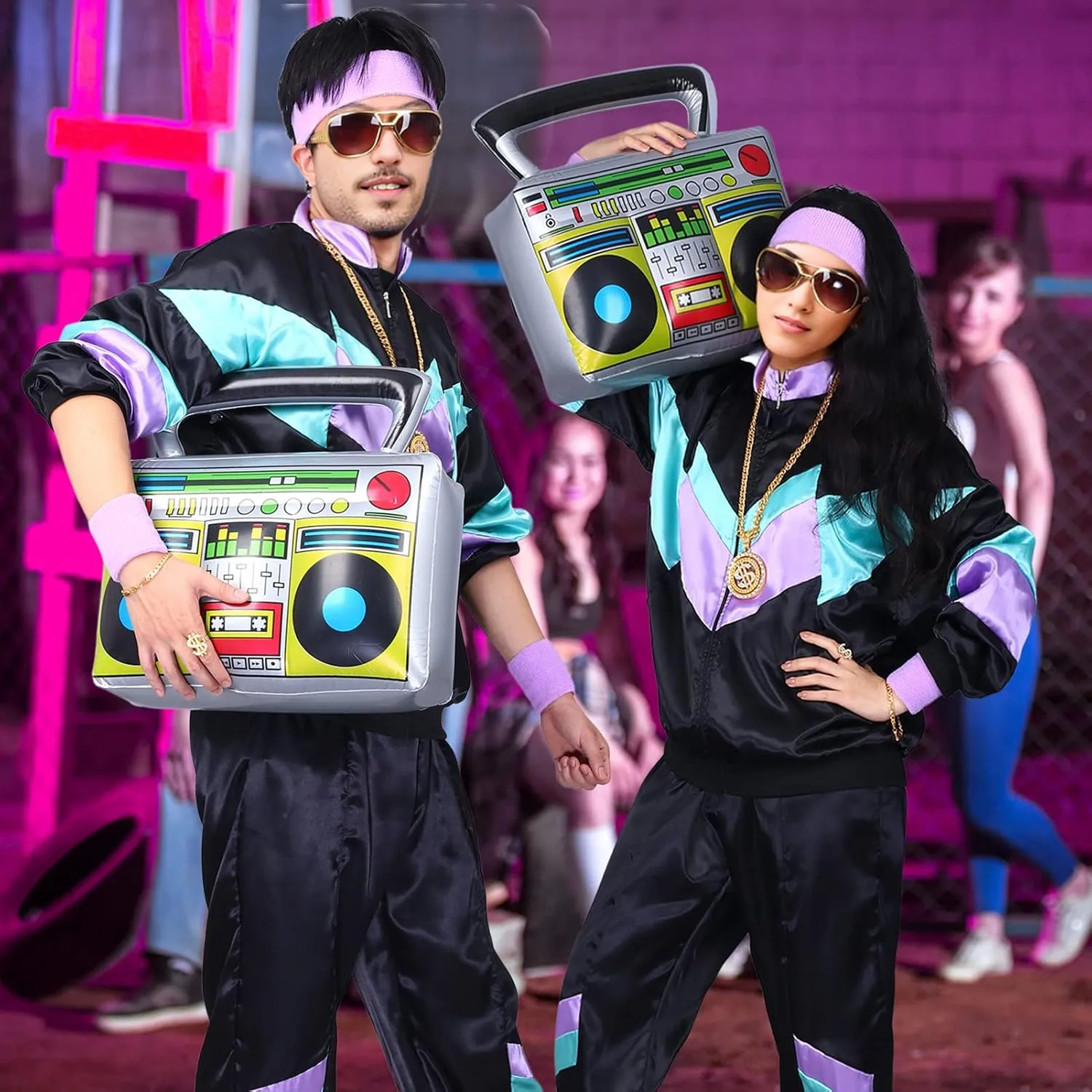 Kicpot 80s/90s Outfit for Men 80??s Tracksuit Costumes Women Mens 80s Costume Retro Shell Hip Hop Windbreaker Unisex