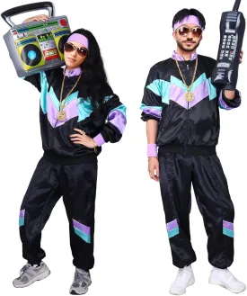 Kicpot 80s/90s Outfit for Men 80??s Tracksuit Costumes Women Mens 80s Costume Retro Shell Hip Hop Windbreaker Unisex