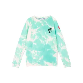 Kids Super Soft Sweatshirt - Aqua and white tie dye