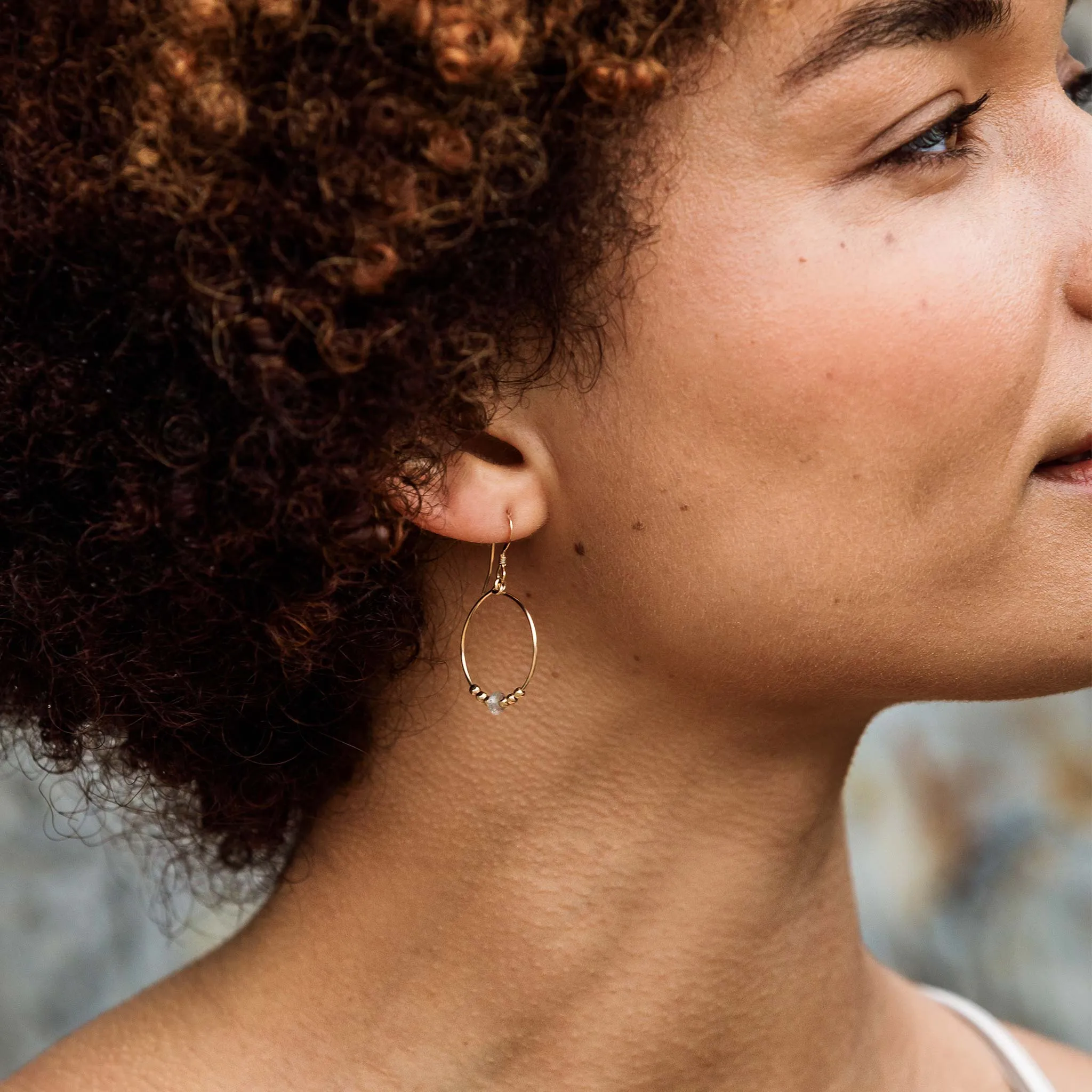 Labradorite Beaded Loop Earrings
