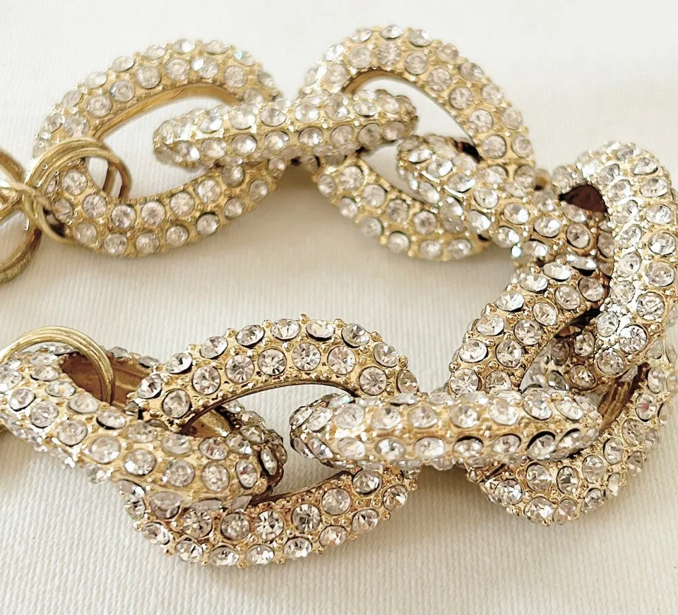 Large chunky rhinestone encrusted large link bracelet.