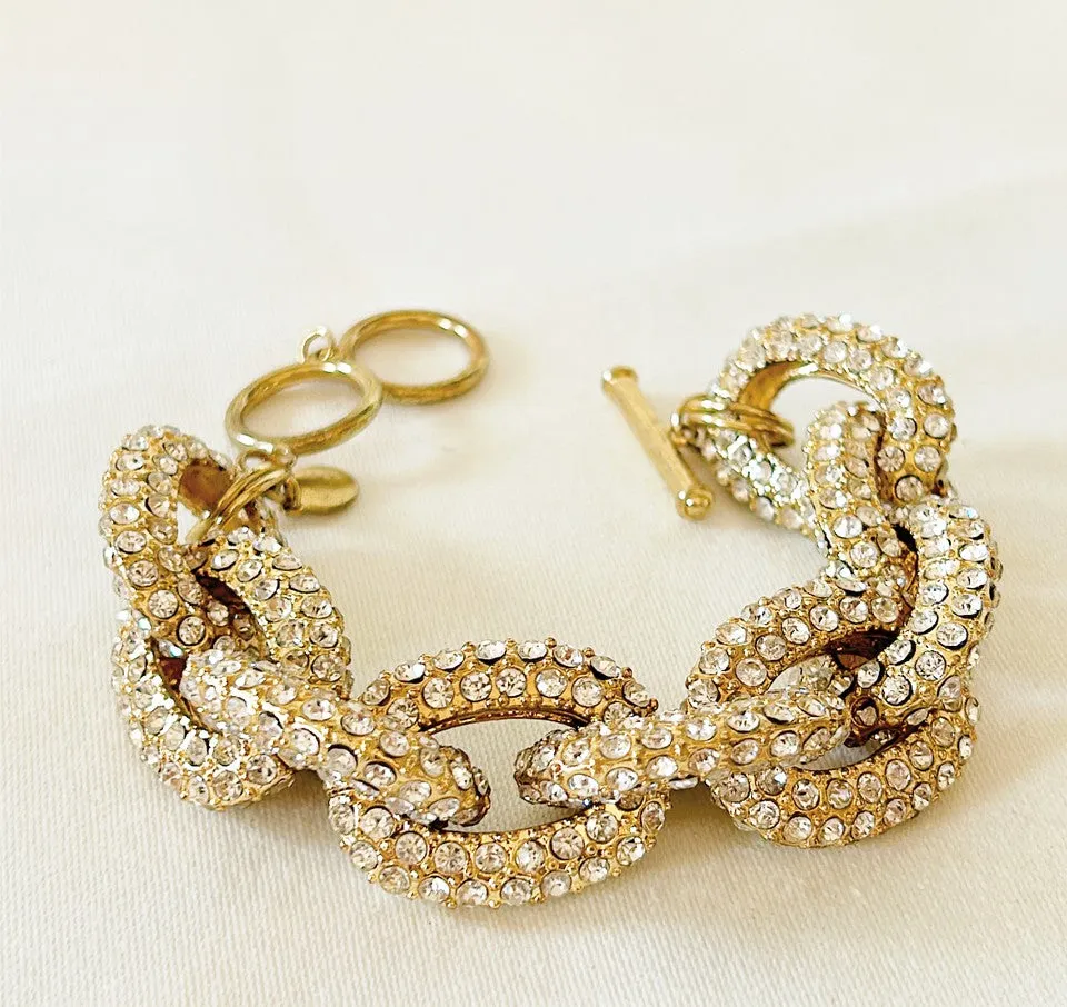 Large chunky rhinestone encrusted large link bracelet.