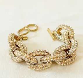 Large chunky rhinestone encrusted large link bracelet.