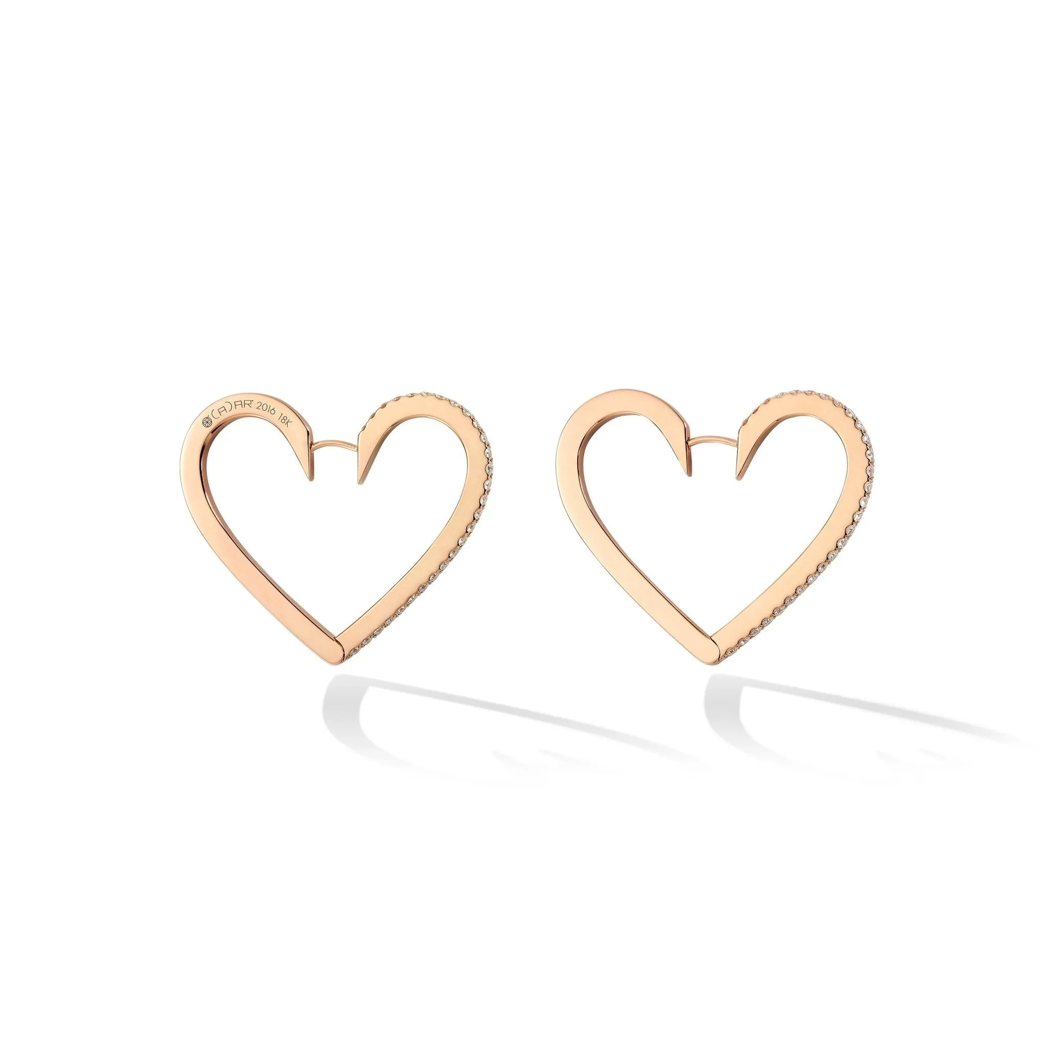 Large Rose Gold Endless Hoop Earrings with White Diamonds