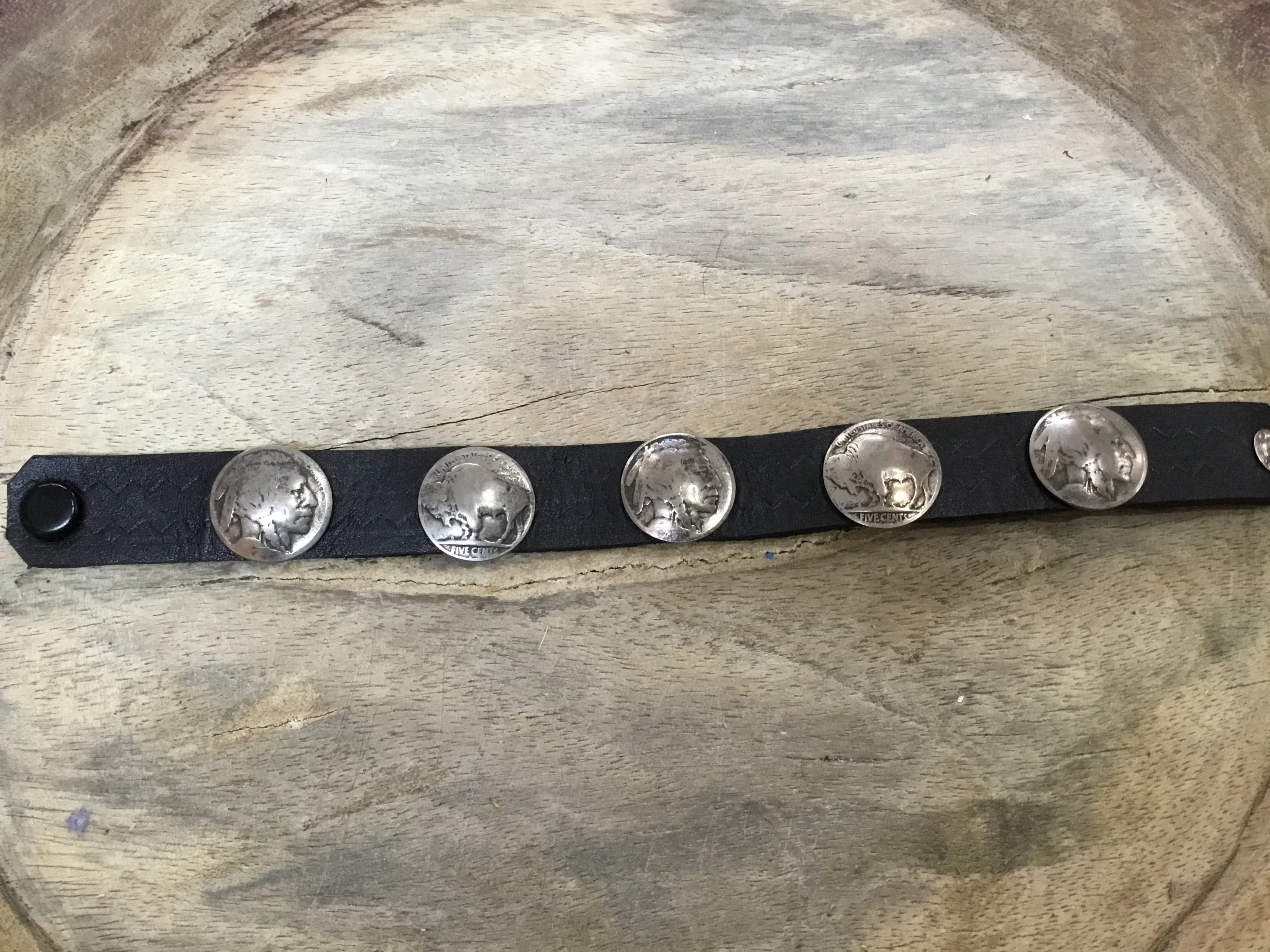 Leather and Buffalo Nickel Snap Cuff Bracelets