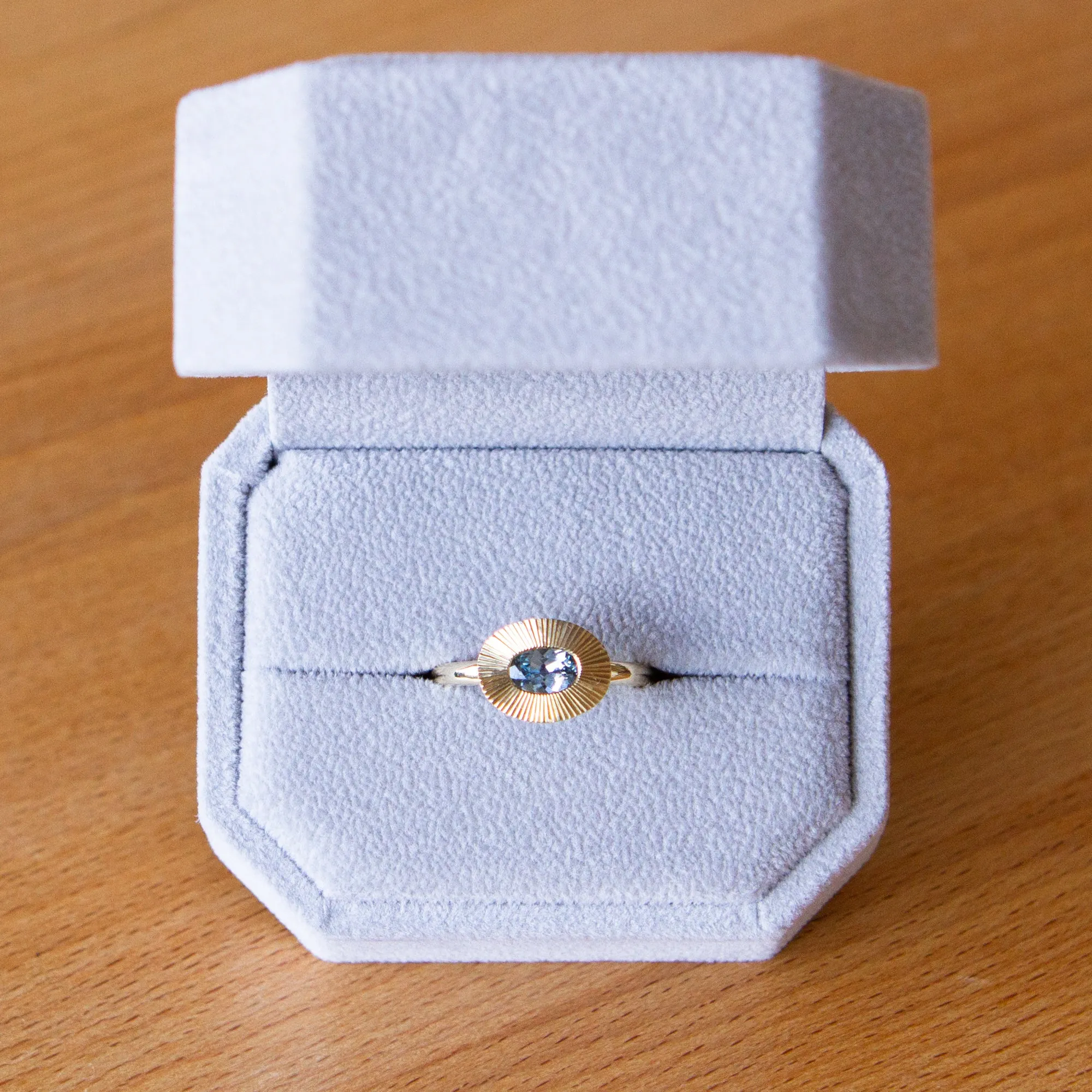 Light Blue Oval Montana Sapphire Aurora Solitaire