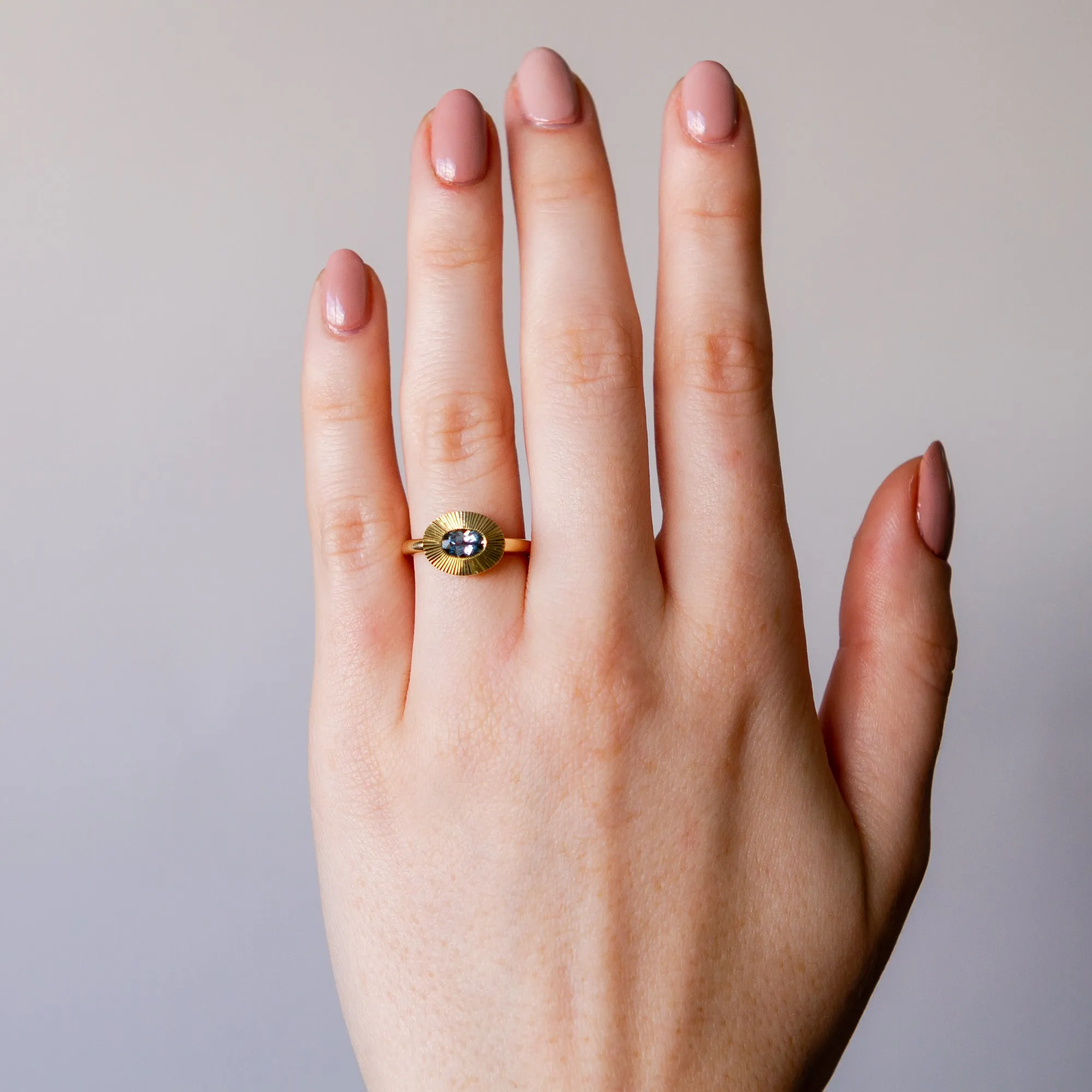 Light Blue Oval Montana Sapphire Aurora Solitaire