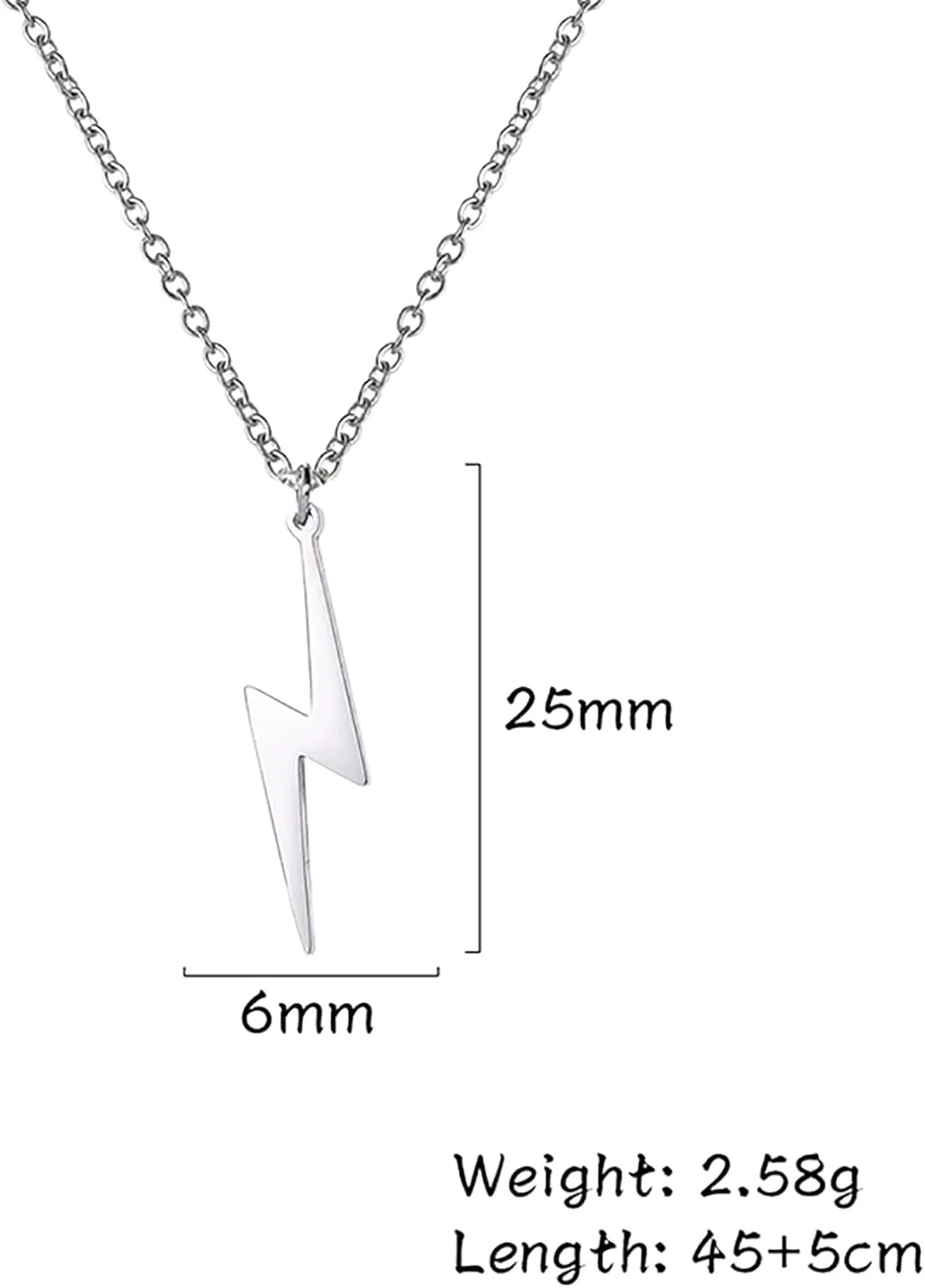 Lightning Bolt Necklace for Women Men Stainless Steel Simple Street Punk Lightning Bolt Pendant Necklace Jewelry Inspirational Gift for Unisex