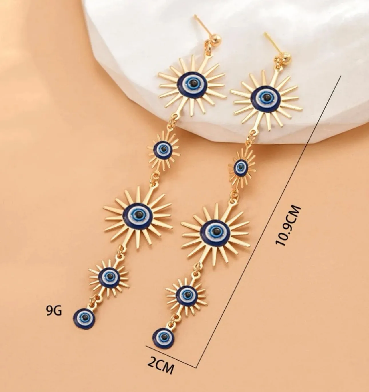 Mati Eye Burst Dangle Earrings