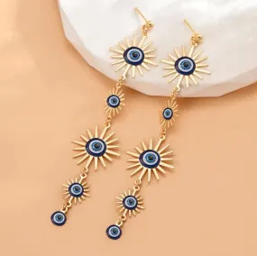 Mati Eye Burst Dangle Earrings