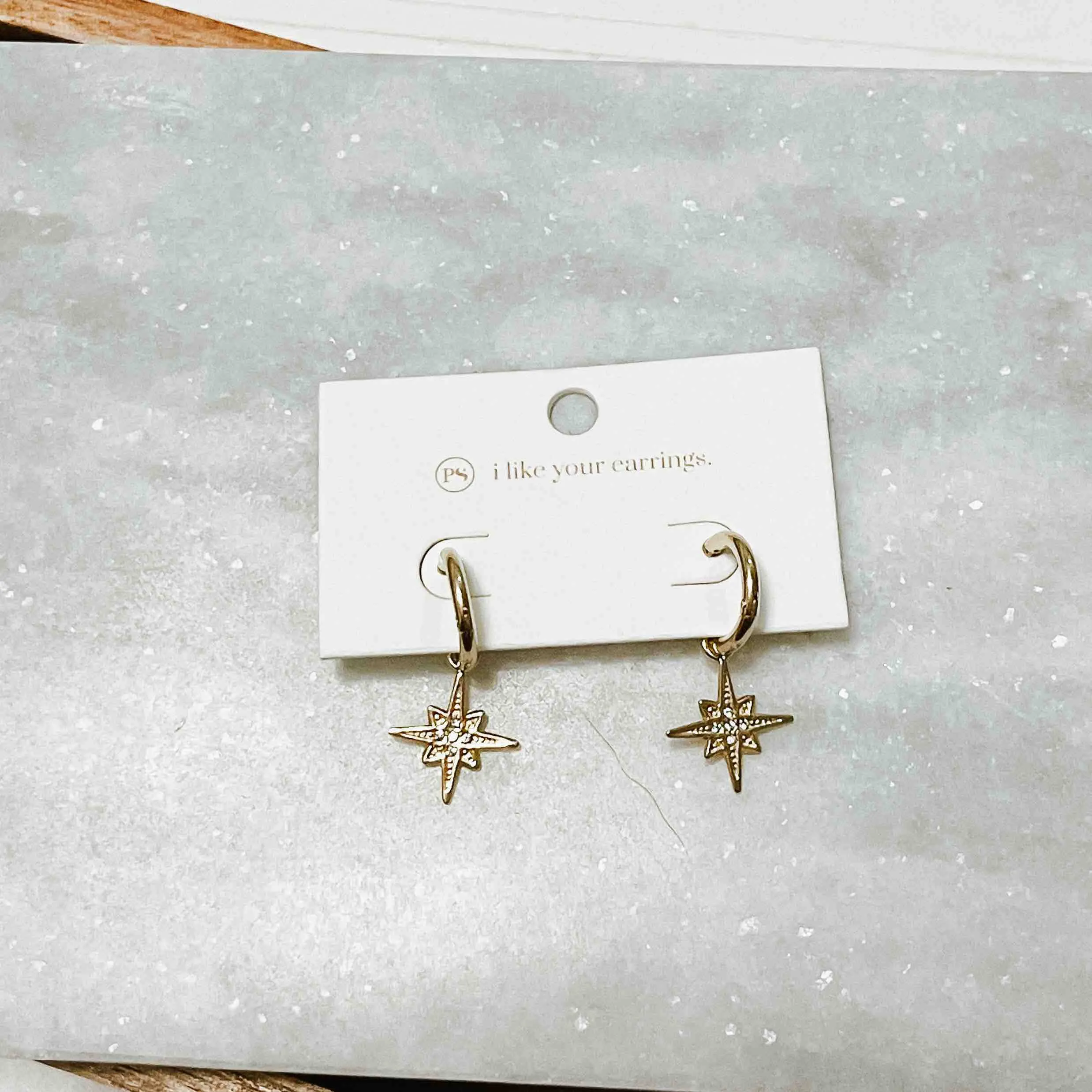 North Star Dangle Hoop Earrings