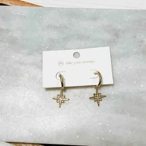 North Star Dangle Hoop Earrings