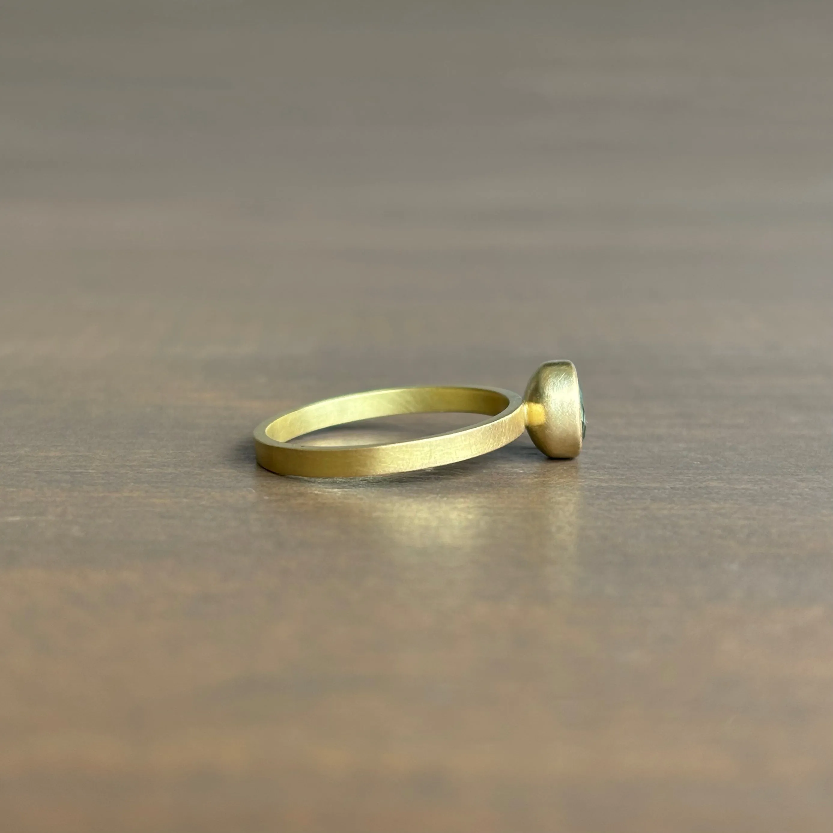 Olive Green Oval Sapphire Stacking Ring