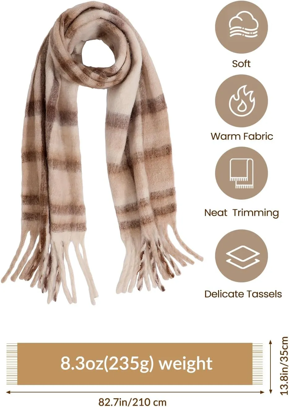 Passionbility Women's Winter Scarfs, Mohair Vintage Scarf for Women and Men, Large Chunky Scarf Cashmere Feel Blanket Wrap