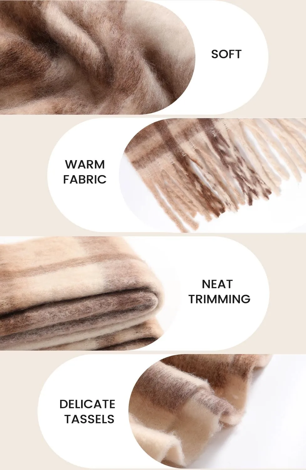Passionbility Women's Winter Scarfs, Mohair Vintage Scarf for Women and Men, Large Chunky Scarf Cashmere Feel Blanket Wrap