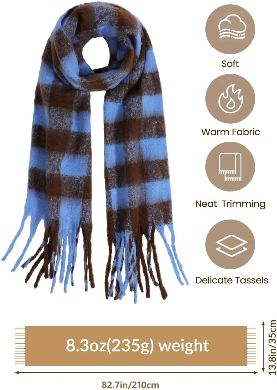 Passionbility Women's Winter Scarfs, Mohair Vintage Scarf for Women and Men, Large Chunky Scarf Cashmere Feel Blanket Wrap