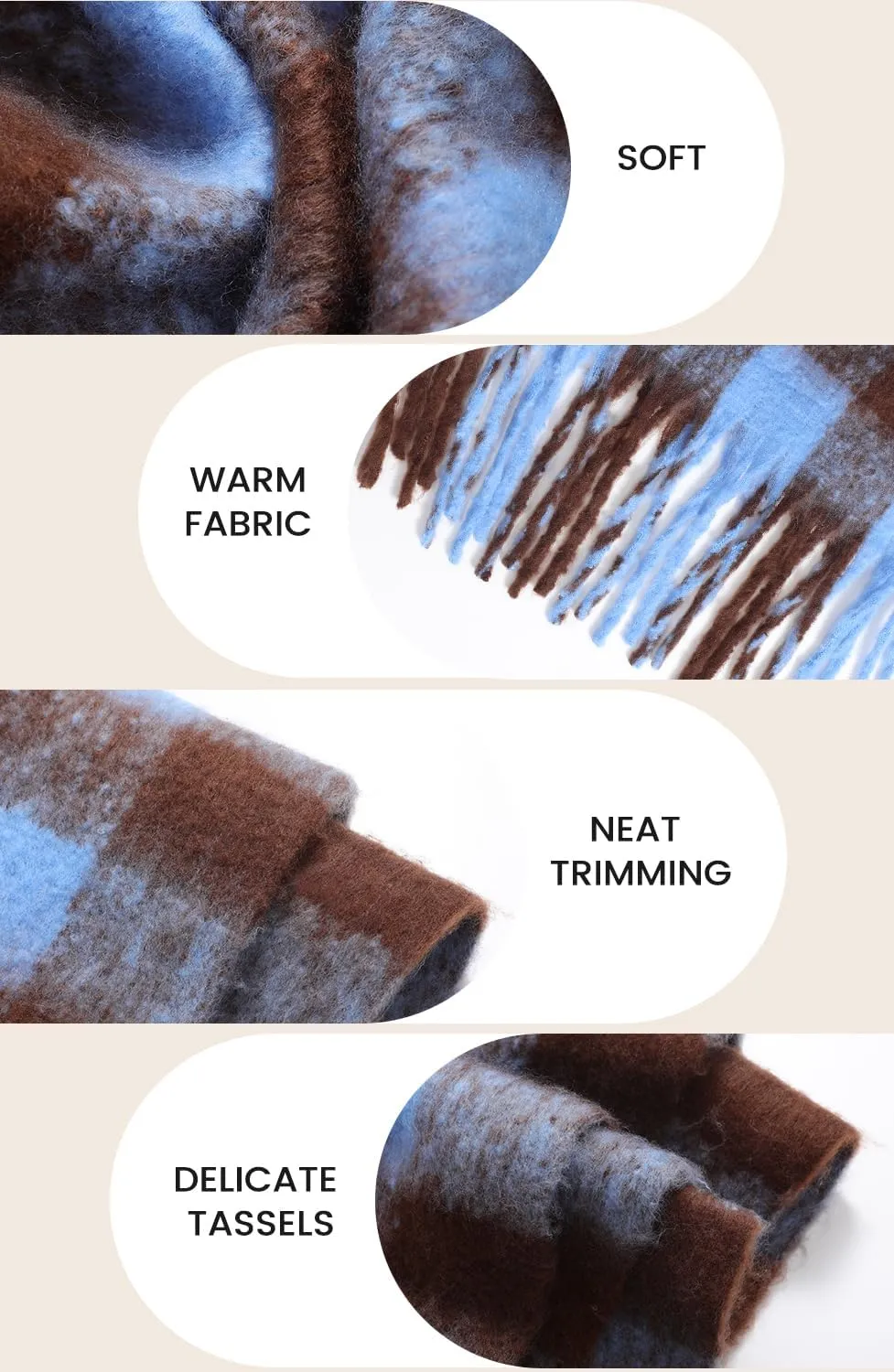 Passionbility Women's Winter Scarfs, Mohair Vintage Scarf for Women and Men, Large Chunky Scarf Cashmere Feel Blanket Wrap