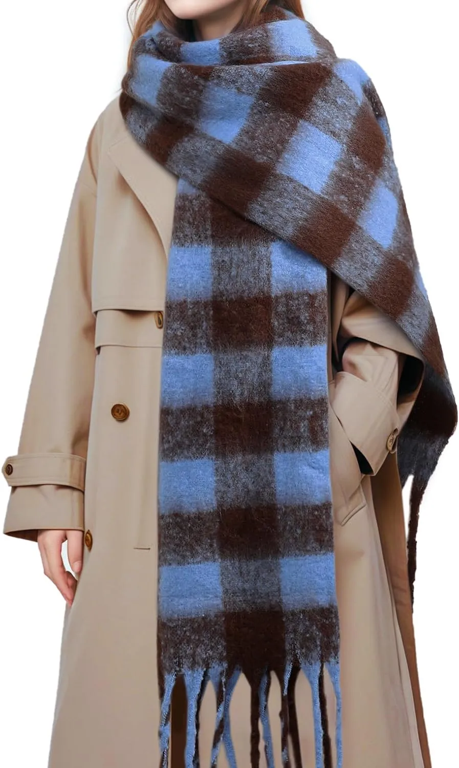 Passionbility Women's Winter Scarfs, Mohair Vintage Scarf for Women and Men, Large Chunky Scarf Cashmere Feel Blanket Wrap