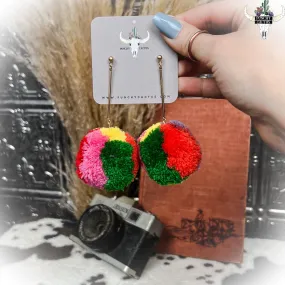 PomPom Earrings - Rainbow