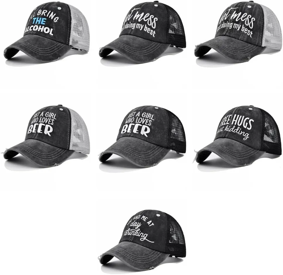 Ponytail Hat Women Mesh High Baseball Cap Distressed Messy Bun Trucker Hat Pony Cap Hot hat