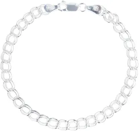PORI JEWELERS 925 Sterling Silver Italian Charm Link Chain Bracelet for Men and Women