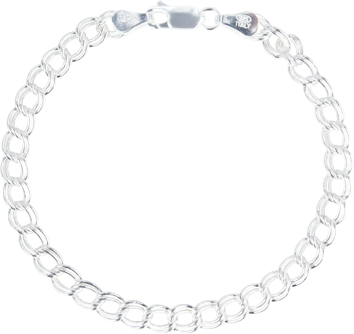 PORI JEWELERS 925 Sterling Silver Italian Charm Link Chain Bracelet for Men and Women