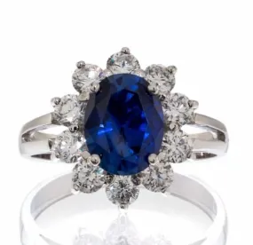Princess Inspired Sapphire Cubic Zirconia Engagement Ring In Sterling Silver