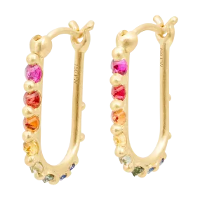 Rainbow Oval Polaris Hoop Earrings - Made to Order
