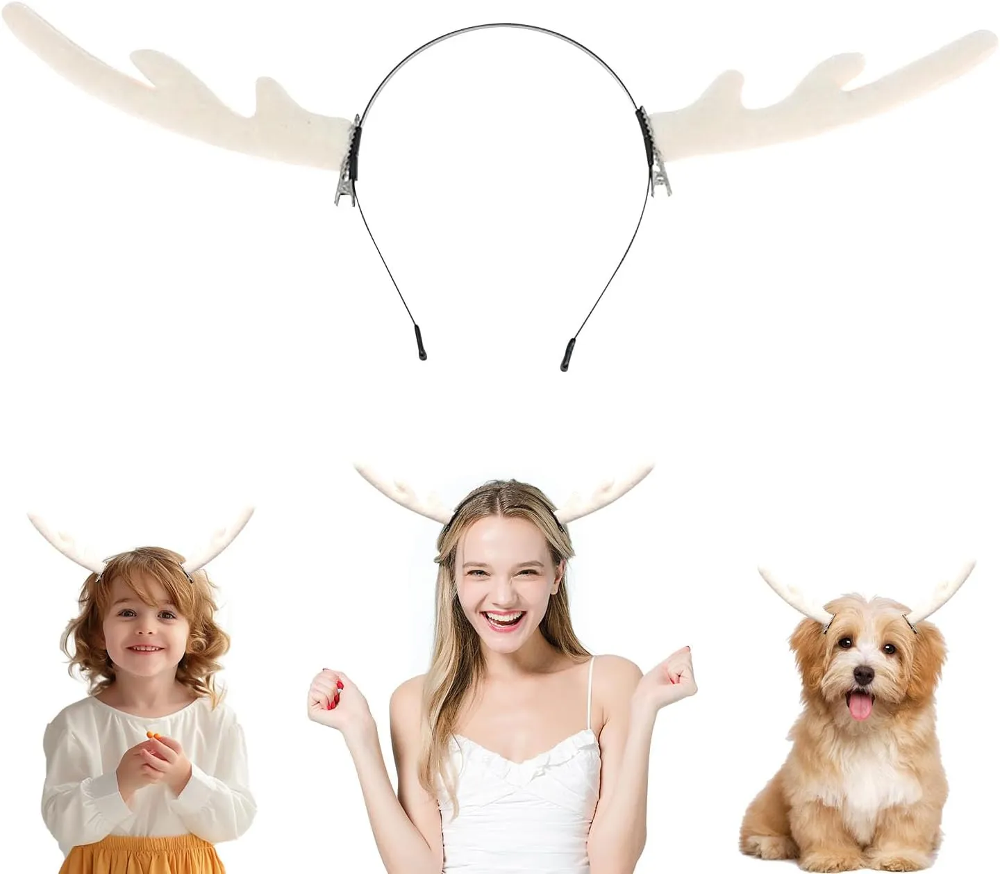 Reindeer Antlers Headband, Christmas Antler Headband for Women, Cute Animal Ears Deer Headwear for Halloween Festival Theme Party Cosplay Reindeer Costume, Detachable