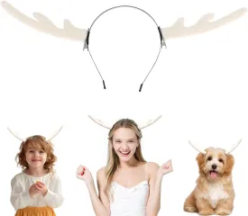 Reindeer Antlers Headband, Christmas Antler Headband for Women, Cute Animal Ears Deer Headwear for Halloween Festival Theme Party Cosplay Reindeer Costume, Detachable